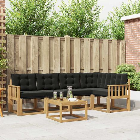 vidaXL Outdoor-Sofagarnitur mit Kissen 6 pcs Weiß und Schwarz (1/5)