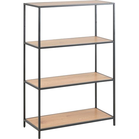Estantería Norsica Sevferi 105, Roble salvaje + Negro, Abierta sin pared trasera, MDF, Metal, Número de puertas: 0, Número de cajones: 0, 114x77x35cm