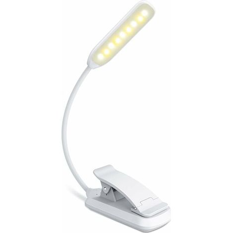 Lampe de lecture à 9 LED, rechargeable par USB avec capteur tactile, 3 couleurs de lumière (blanc/chaud/mixte), luminosité à gradation continue, lampe de lecture flexible à 360° pour la lecture de nui (1/5)