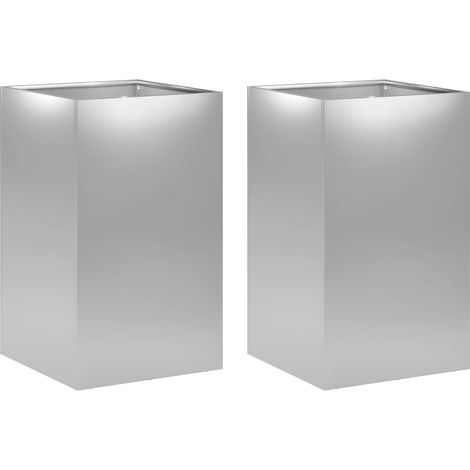 Garden Planter 2 pcs Silver 30 x 30 x 40 cm Galvanised Steel vidaXL