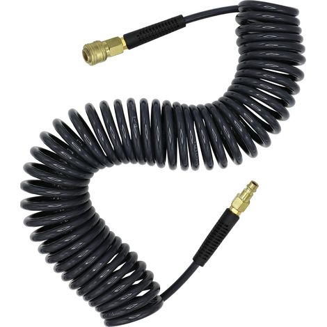 PU Air Hose 10 m Long 6 mm ID x 11 mm AD with Quick Couplings 1/4 Inch Bending Limiter Grey (1/5)