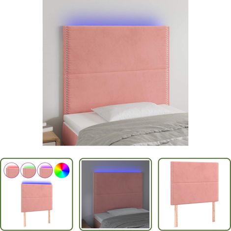 vidaXL Cabecero con luces LED terciopelo rosa 100x5x118/128 cm (1/5)