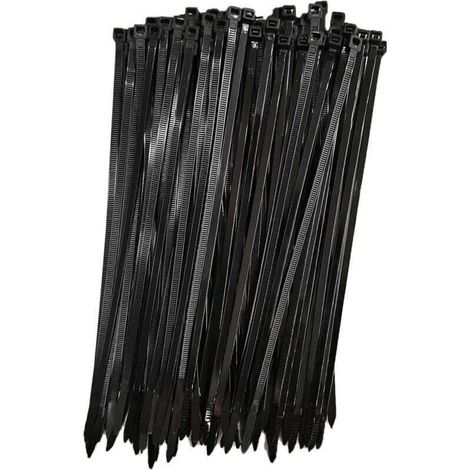Collier de Serrage Réutilisable Plastique, 250 mm x 7,6 mm, Attache Câble Réutilisables, Serre Câbles Rilsan Nylon, Colliers Serre-Cable 250mm, Noir, Lot de 100 Pièces (1/4)
