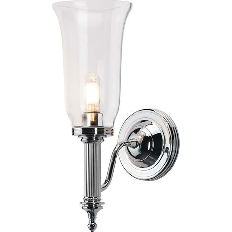 Wandlampe Spiegelleuchte Lampe LED Glas Badleuchte klar Flurlampe chrom poliert