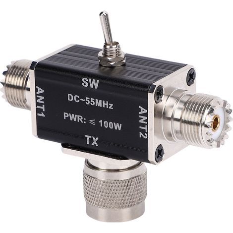 Commutateur d'antenne coaxial CB HAM à 2 voies, 100 W, avec protection de coupure et de mise à la terre (1/5)