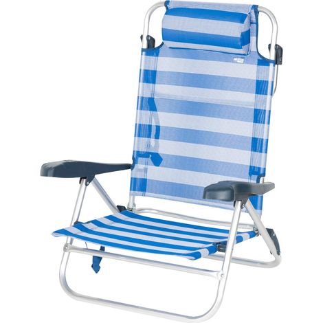 Aktive Silla de Playa Plegable azul y blanca (1/5)