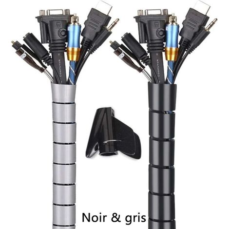 Kabelorganisator 2 x 3 m – Flexibler Polyethylenschlauch – Durchmesser 2,2 cm und 1,6 cm – Für 6 bis 8 Kabel und 4 bis 6 Kabel