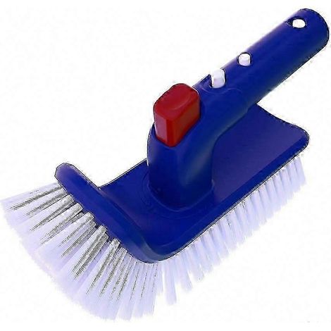 Brosse pour marches et coins de piscine avec manche rotatif à 180 degrés pour piscines hors sol et enterrées, spas, jacuzzis, poils fins : (1/4)