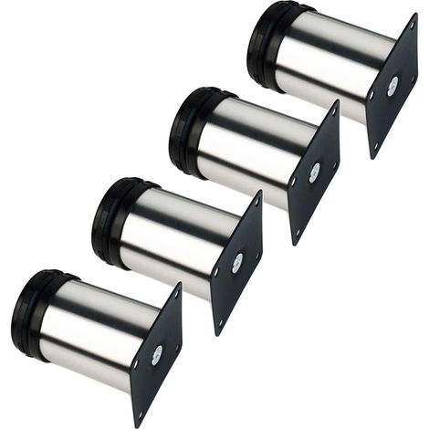 4x Möbelfüße, Möbelfüße mit Verstellfuß - Metall verchromt - Höhenverstellbar (Gesamt: 80-95mm) (1/5)