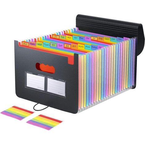 Range Document Bureau, 25 Compartments Organiseurs Trieur Document Range Papier,chemise Extensible Portable En Accordéon Avec Couverture Et Onglets Colorés (1/5)