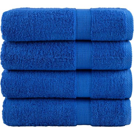 Serviettes de douche haut de gamme SOLUND, lot de 4, bleues, 70 x 140 cm, 600 g/m²