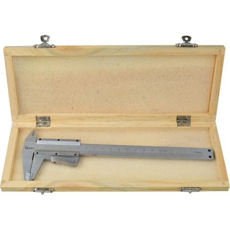 Pied à coulisse 150 mm x 0,02 Geko, verrouillage automatique/emballage en bois/ (50)
