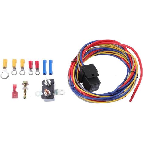 Compatible avec le faisceau de câblage et le kit de relais de pompe à carburant de ventilateur électrique automobile 12V 30A, disjoncteur, bornes à sertir, matériel multicolore. (1/5)