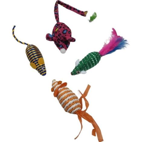 Un lot de 4 souris pour chat de formes et de couleurs différentes, aléatoire. - animallparadise