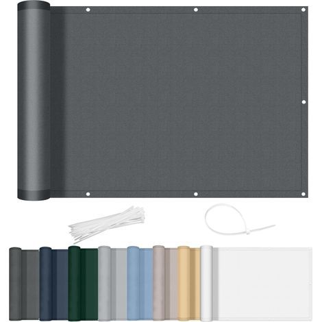 Brise-vue pour balcon 90 x 500 cm, imperméable, opaque, coupe-vent, avec trous et attaches de câble, pour terrasse extérieure, anthracite (1/5)