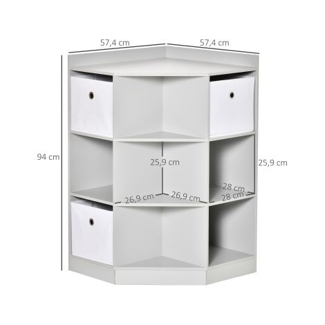 Mueble esquinero infantil de almacenamiento 3-12 años, 57,4 x 57,4 x 94 cm gris DESVIAE (1/5)