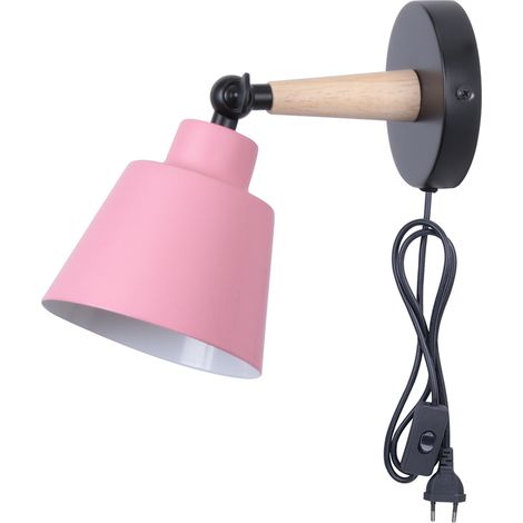 STOEX Wandleuchte aus Eisen Holz Wandlampe mit Schalter und Stecker Vintage Verstellbare E27 für Wohnzimmer Schlafzimmer Flur Treppenhaus (1/5)