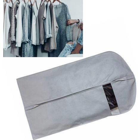 Housse de protection transparente grise moderne, taille M (60 x 110 cm), pour manteau ou costume. (1/5)