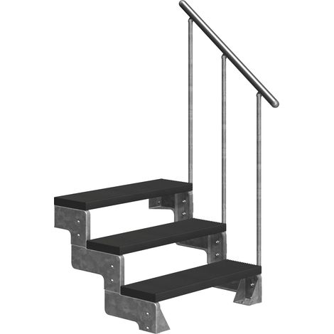 Dolle Außentreppe Gardentop 54-66cm Geschosshöhe mit Trimax anthrazit 80cm breit mit Geländer