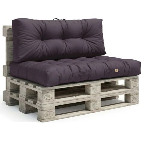 Ensemble Coussins Palette 120x80 Gris Carbone - Imperméable & Épais 15cm