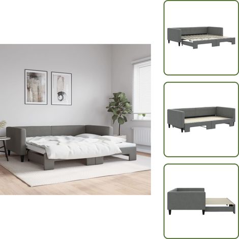 Canapé - vidaXL Lit de jour avec gigogne sans matelas gris foncé 100x200 cm - Lit d'appoint (1/5)