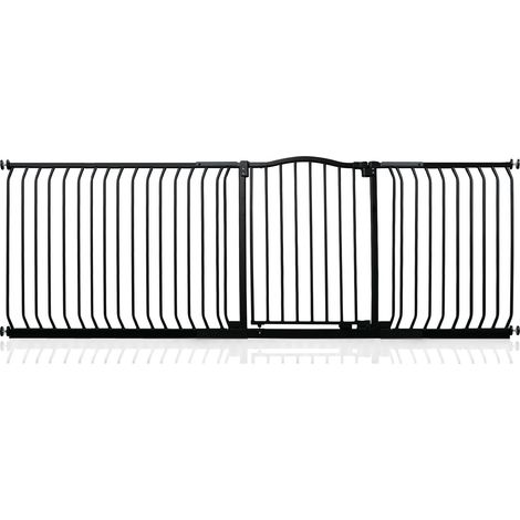 Safetots Curved Top Safety Gate, 225cm - 234cm, Matt Black, Pressure Fit Stair Gate