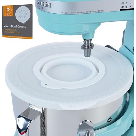 Couvercle en silicone pour bol mélangeur compatible avec les batteurs sur socle 6-7 Quart Bowl-Lift, couvercle pour bol mélangeur anti-poussière et anti-éclaboussures (blanc) (1/5)