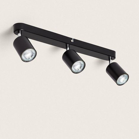 Lámpara de Techo Orientable Metal 3 Focos Albus Black Large Negro