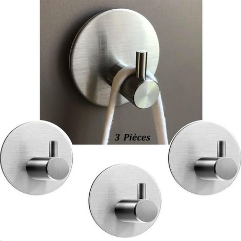 Crochet adhésif, porte-serviettes mural pour salle de bain, porte-serviettes de cuisine auto-adhésif, sans perçage (gris) (1/4)
