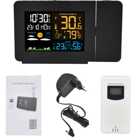 Thermomètre Hygromètre Numérique Intérieur Extérieur 60m Transmission Projection Température Prédiction EU 100‑240V (1/5)