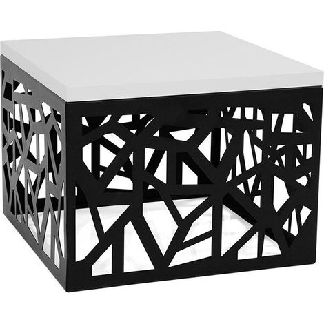 Mesa de centro Germantown 102, Negro mate + Blanco brillante, 45x60x60cm, Diámetro: 0, Aglomerado laminado, Angular