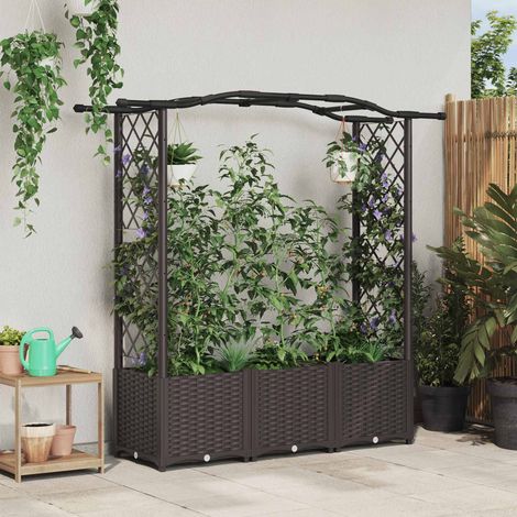 Teenpull – Hochbeet mit Rankgitter und Dach Braun 164 x 40 x 138 cm PP (1/5)