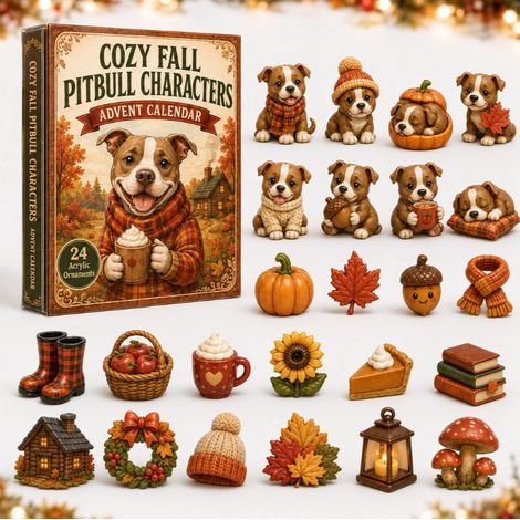 New Christmas Advent Calendar 2026 Holiday Theme Pit Bull Character Advent - B - 3D