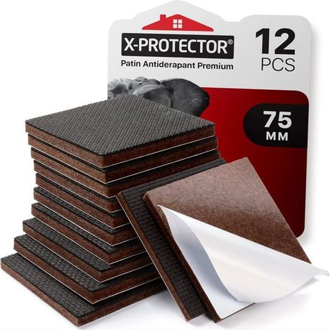Patins antidérapants en caoutchouc Lot de 12 75 mm Adhésif renforcé Protection des sols et des meubles (1/5)
