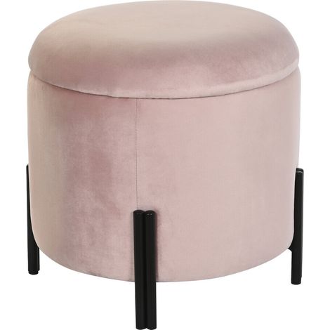fh-deco DKD Home Decor Repose-pied Noir Rose Velours (1/4)