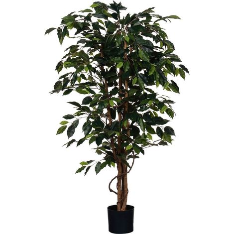 Plante artificielle Ficus vert intérieur avec tronc en bois et pot en plastique H150 x Ø85 cm - PANGIVO (1/5)