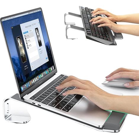 Supporto per laptop, design ergonomico, rimovibile e facile da trasportare, argento. (1/2)