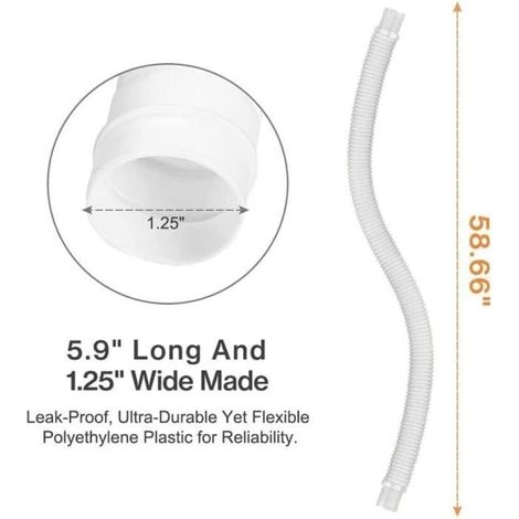 Ersatz-Poolschlauch – Badematte – Zubehör 1,25" x 59" – Weiß (1/4)