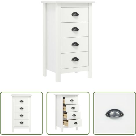 Meuble de rangement - Buffet Hill Blanc 46x35x80 cm Bois de pin solide (1/5)