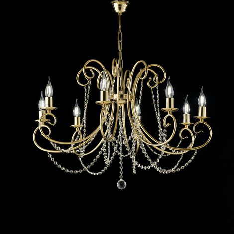 Magda Lustre En Fer Doré 8 Lumières 118 D.74 Bl146-8-Or