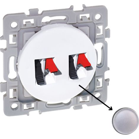 Double prise Haut-parleur - SQUARE Silver - Eur'Ohm