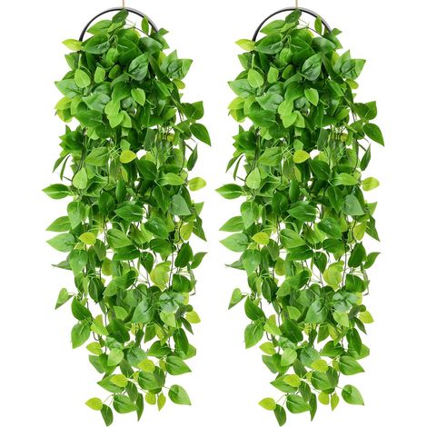 2 Pièces Artificielle Lierre Grimpant Plante, Fausse Plastique Lierre Guirlande Feuilles Liane Verte Fausses Plantes Tombantes pour Décoration Balcon Mur de Mariage Maison Jardin