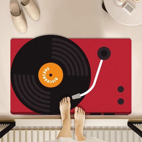 Tapis de Bain Diatomite Motif Disque Vinyle, Style C 60x90cm (1/5)