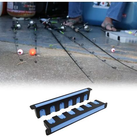 Support mural pour cannes à pêche résistant aux produits chimiques, 6 porte-cannes vertical avec 4 vis bleu (1/5)