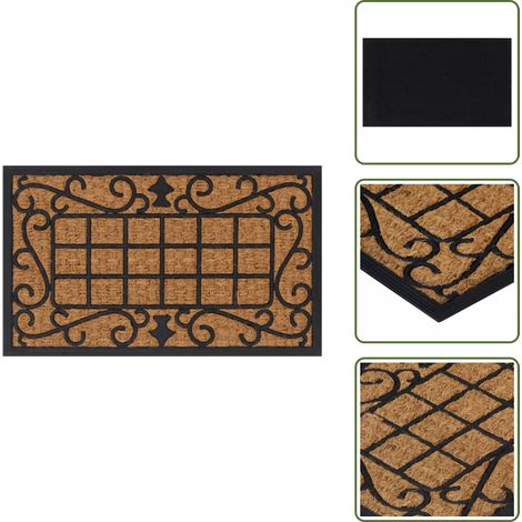 Paillasson rectangulaire 45x75 cm caoutchouc et fibre de coco - Tapis D'entrée - Paillasson Extérieur - Paillasson Intérieur - Antidérapant - Caoutchouc (1/5)