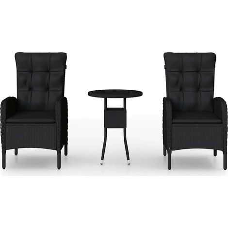 Maison Exclusive - 3-tlg. Garten-Bistro-Set Poly Rattan Schwarz (1/5)