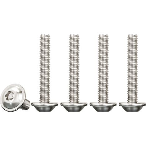 50 Pièces Vis à Tête Bombée avec Bride et Six Pans Creux M4x30mm à Métaux Acier Inoxydable A2 V2A Boulon à Hexagonale pour Les Connexions Mécaniques (1/5)