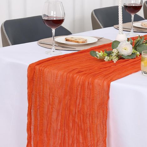 Set di 2 runner da tavola arancioni in tessuto Etage, 90 x 300 cm, tessuto di garza rustica, decorazione per tavola nuziale, tovaglia per festa di matrimonio, addio al nubilato, decorazioni per la tav (1/5)