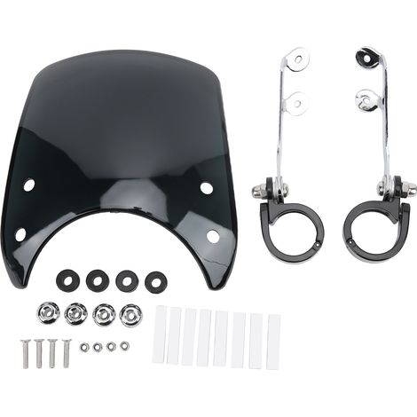 Pare-brise de moto Phare Carénage réglable à 180° Universel pour fourche avant 1,5-1,6 pouces Noir