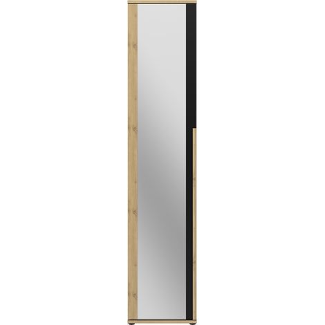 Dressing miroir 1 porte effet bois chêne 50cm – Hauteur 235cm – Finitions en chêne artisan – Colonne dressing modulable – Gami (1/3)